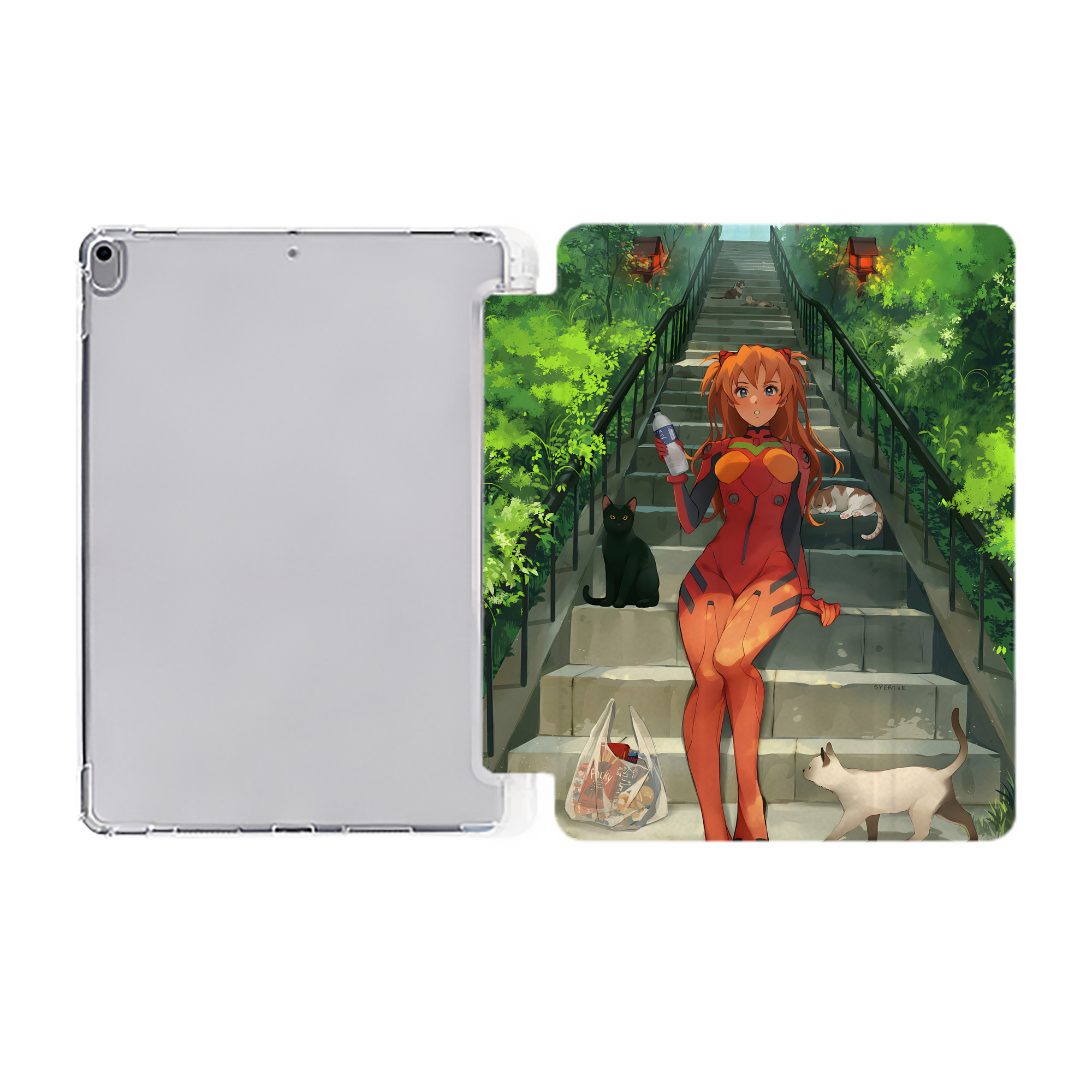 （画像用） EVA 新世紀エヴァンゲリオン IPad ケース ペン収納付き 三つ折りスタンド PUレザー×シリコン 対応機種9.5/10.5/10.9インチ